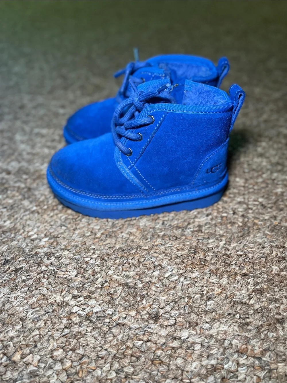 UGG Kids Royal Blue Suede Lace-Up Boots